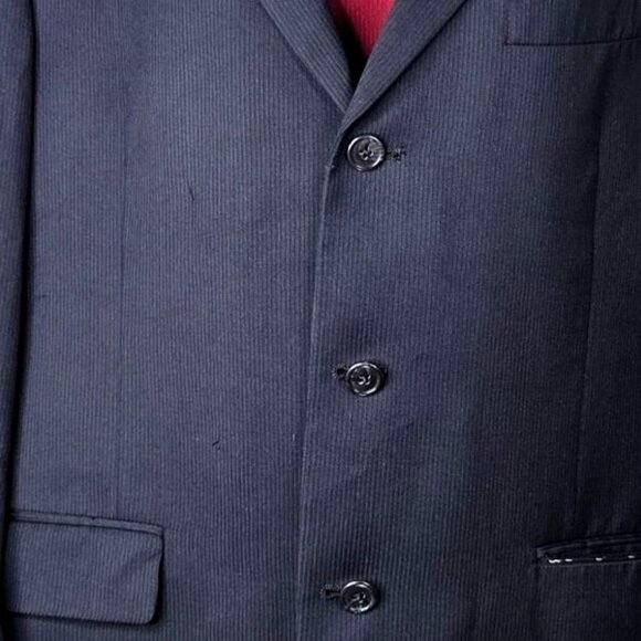 Austin Reed Navy Pinstripe 3 Button Vintage Career Business Blazer Jacket 42R - Picture 3 of 11